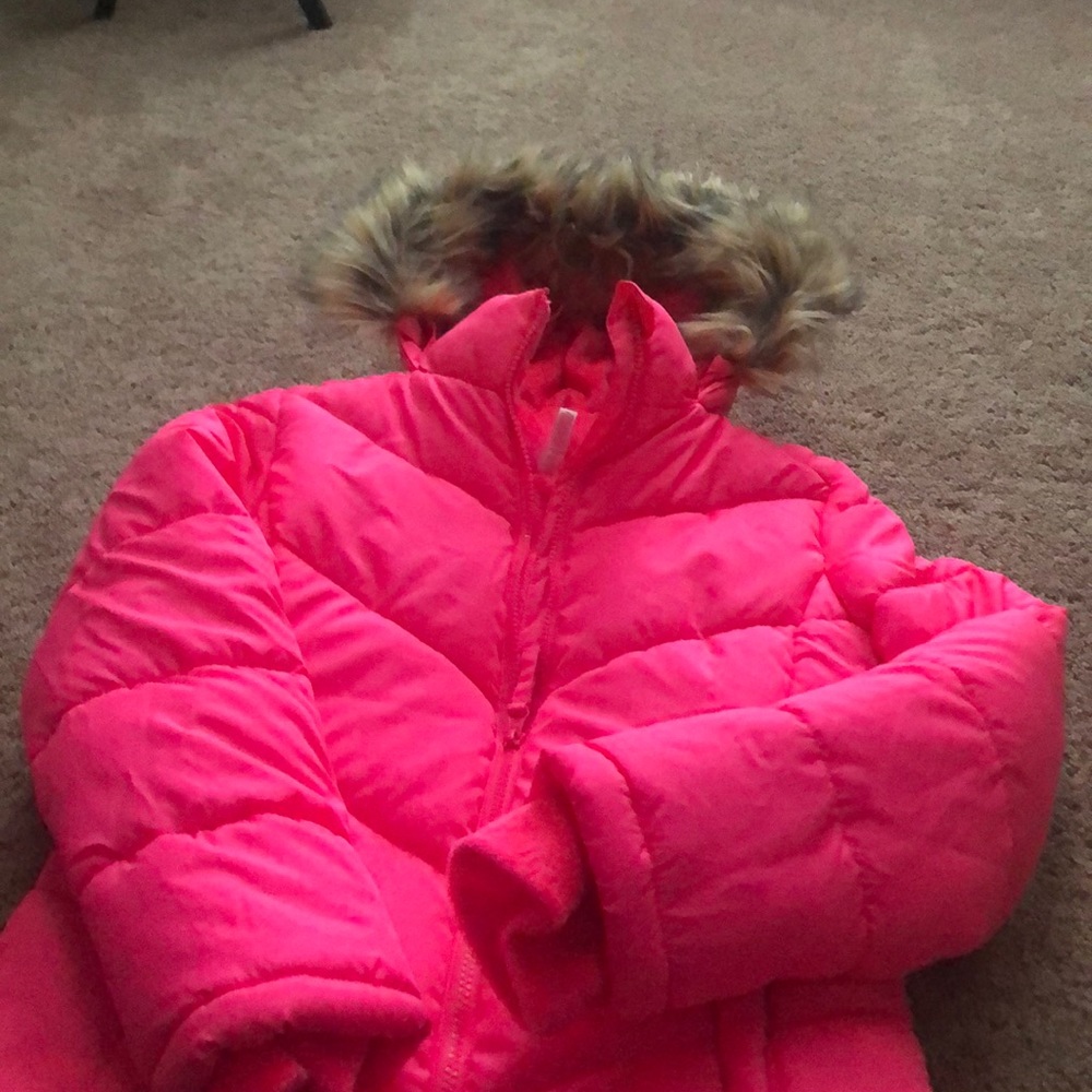 SO Kids Puffer Jacket‎ - Pink with Faux Fur Trim